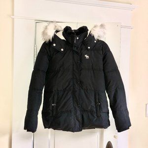 Black Hooded Abercrombie Kids Coat Size 15/16